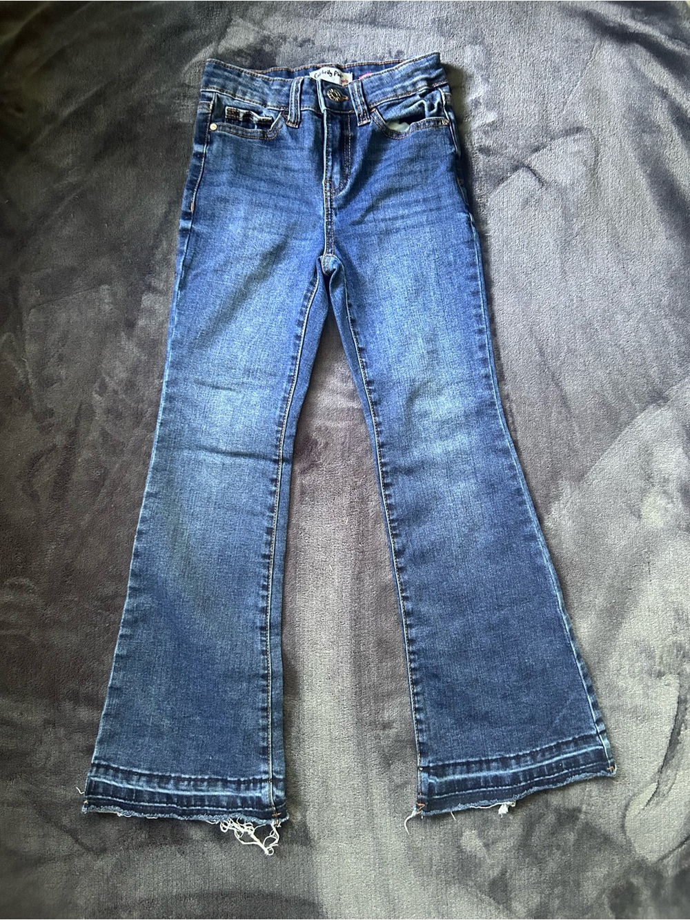 Girls Celebrity Pink Dark Blue Flare Jeans